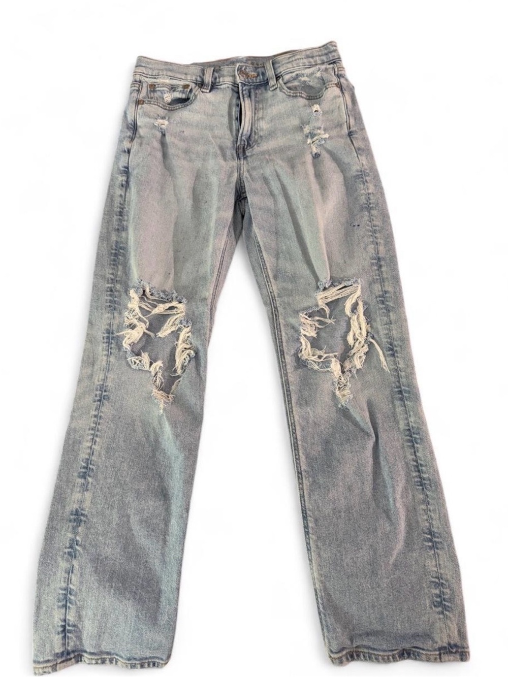 (820-4) American Eagle Super High-Rise Ankle Straight Distressed Jeans 2